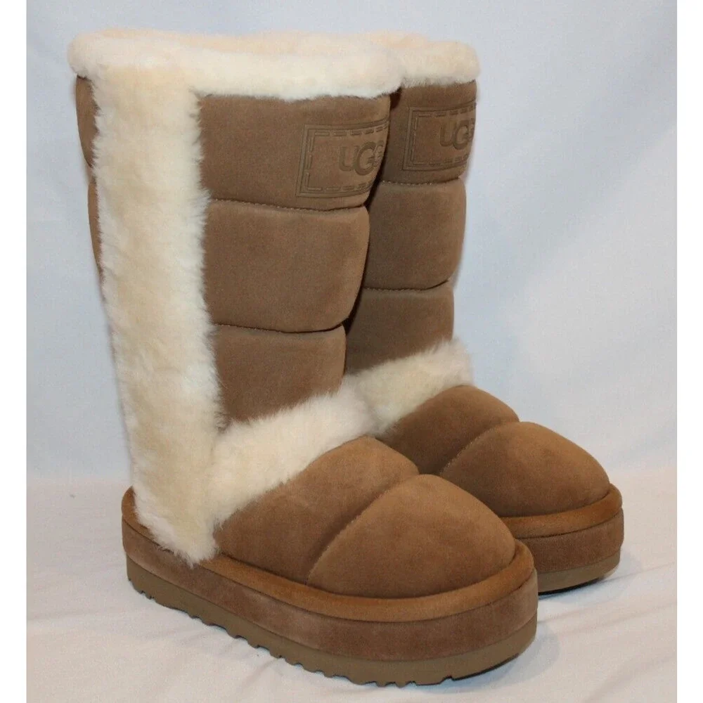 UGG CLASSIC CHILLAPEAK TALL CHESTNUT SUEDE WOMEN'S BOOTS NIB‎